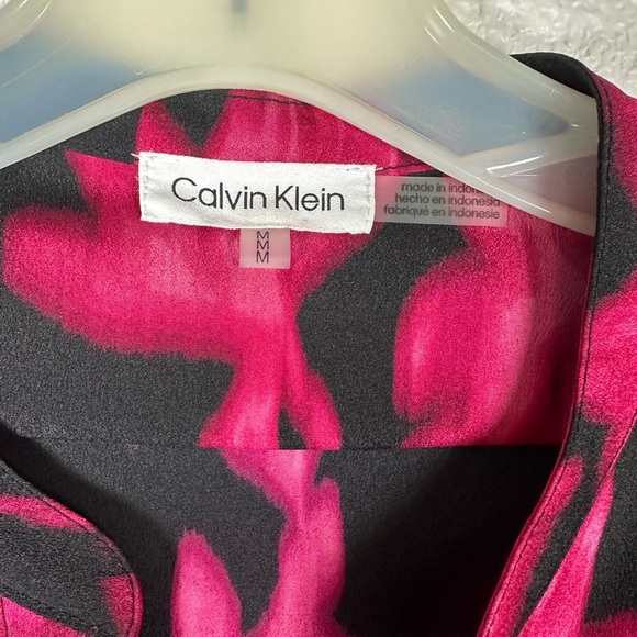 Calvin Klein Women’s Pink & Black Floral Button-Down Blouse, Size M - Picture 5 of 8